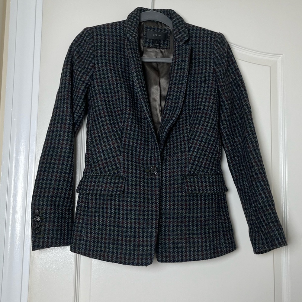 J.Crew Regent 100% Wool Blazer in Multicolor Houndstooth Size‎ 0 - Picture 2 of 5